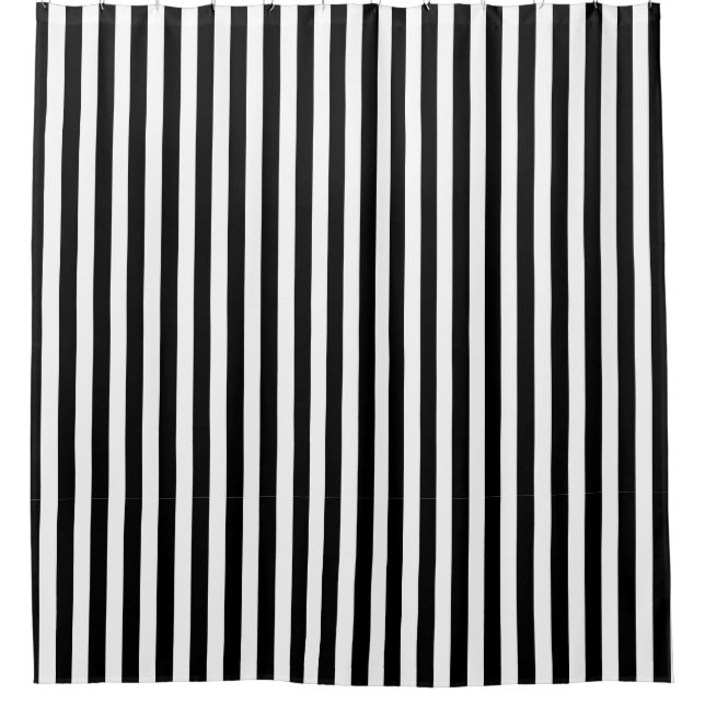 Black/White Stripes Shower Curtain (Front)