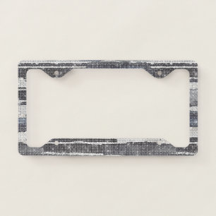 Black White Stripes Sparkle License Plate Frame