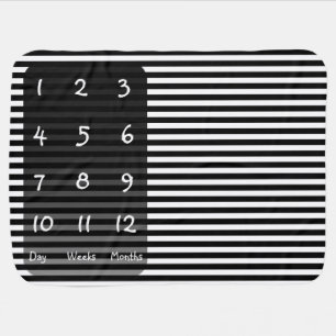 Black & White Stripes Stripe Baby Milestone Mat Blanket