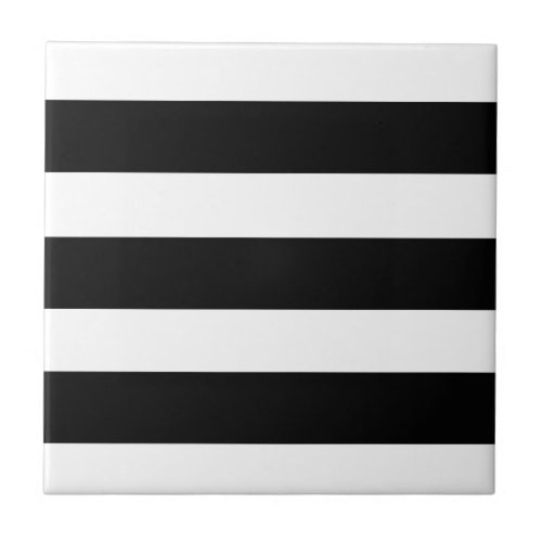 Black  White Stripes Striped Chic Modern Ceramic Tile
