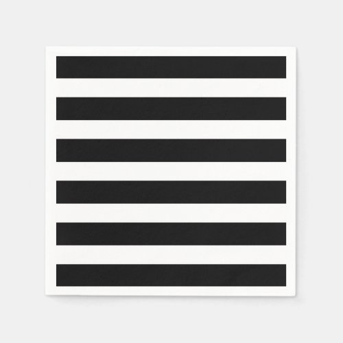 Black  White Stripes Striped Party Napkins