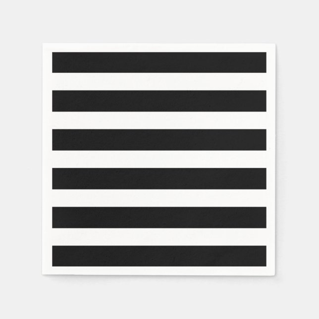 Black & White Stripes Striped Party Napkins (Front)