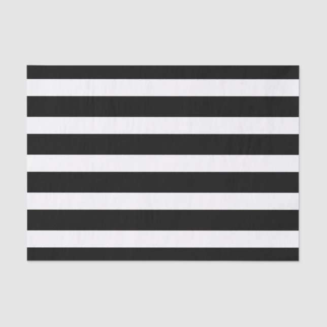 Black & White Stripes Striped Tissue Paper (Front)