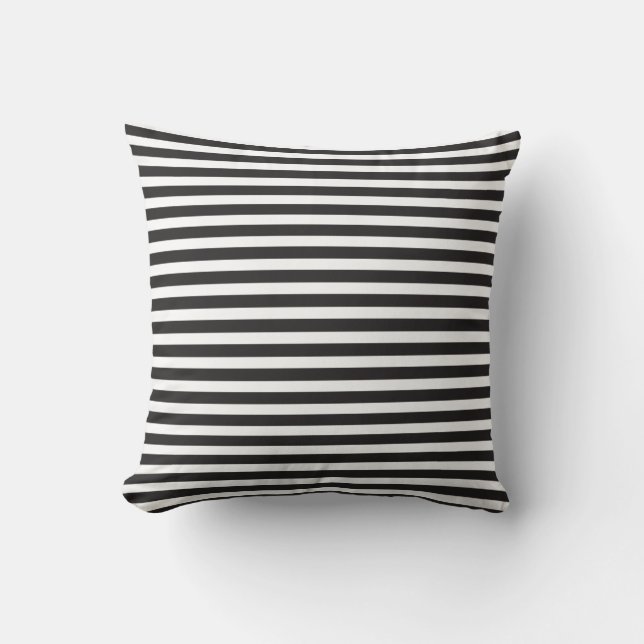 Black & White Stripes Thin Throw Pillow (Front)