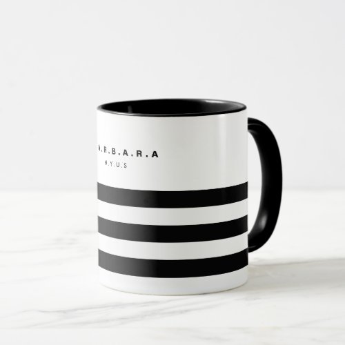 Black White Stripes Trendy Stylish Monogram Coffee Mug
