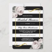Black White Stripes | Vintage Floral Bridal Shower Invitation (Front)