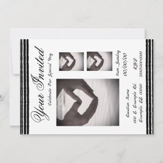 Black White Stripes Wedding Invitation Card