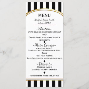 Black & White Stripes with Gold Elegant Menu