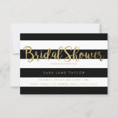 Black & White Stripes with Gold Foil Bridal Shower Invitation (Front)