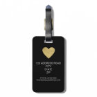 Black & White Stripes with Gold Foil Heart