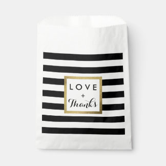 Black & White Stripes with Gold Foil Wedding Favor Bag