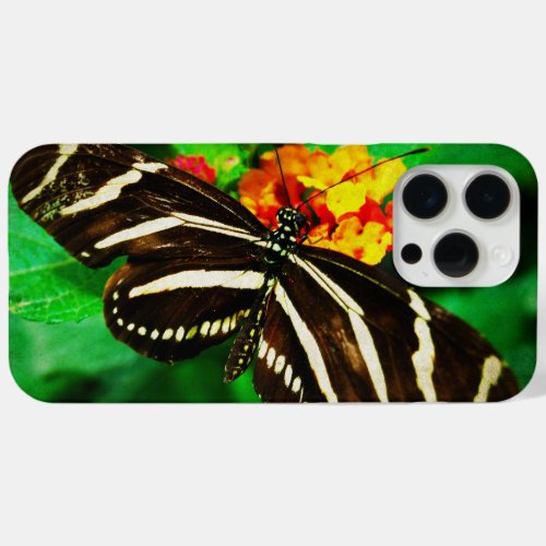 Black white stripes zebra butterfly longwing photo iPhone 15 pro max case
