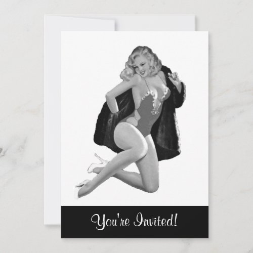 Black  White Style Pin_Up Girl 12 Invitation