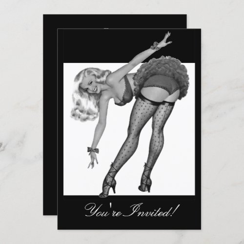 Black  White Style Pin_Up Girl 19 Invitation