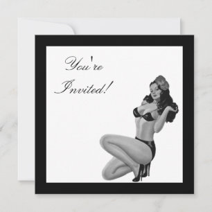 Black & White Style Pin-Up Girl 20 Invitation