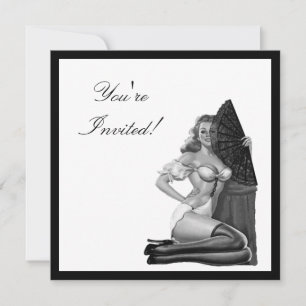 Black & White Style Pin-Up Girl 21 Invitation
