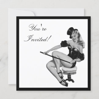 Black & White Style Pin-Up Girl 5 Invitation