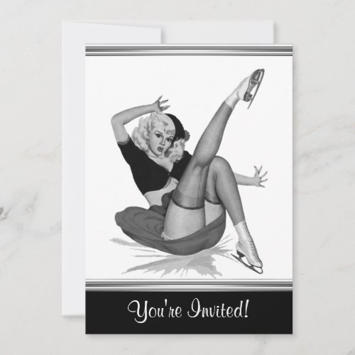 Black  White Style Pin_Up Girl 9 Invitation