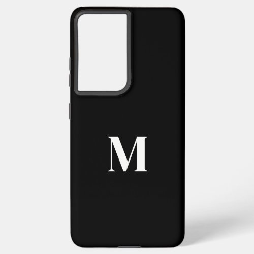 Black White Stylish Elegant Custom Name Monogram Samsung Galaxy S21 Ultra Case