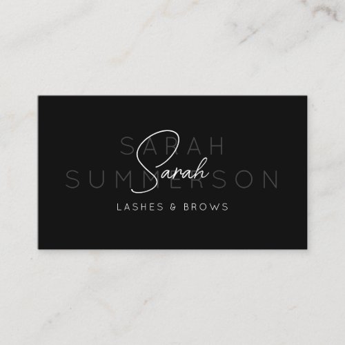 Black White Stylish Lashes Brows Makeup Artist Business Card