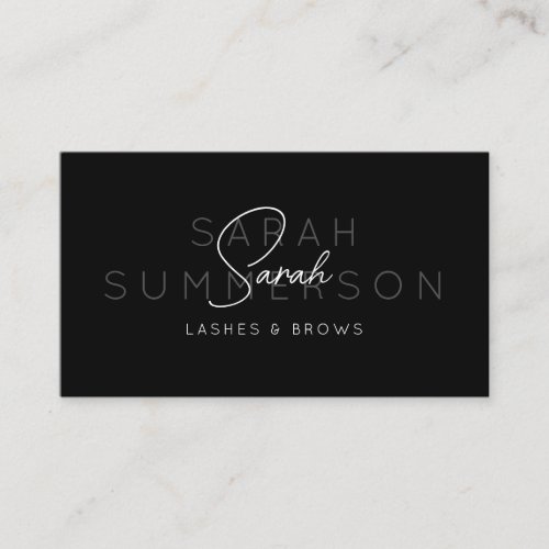 Black White Stylish Lashes Brows Makeup Artist Business Card