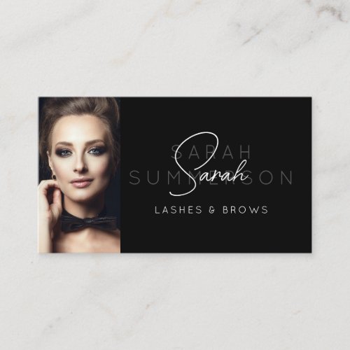 Black White Stylish Lashes Brows Makeup Photo Business Card