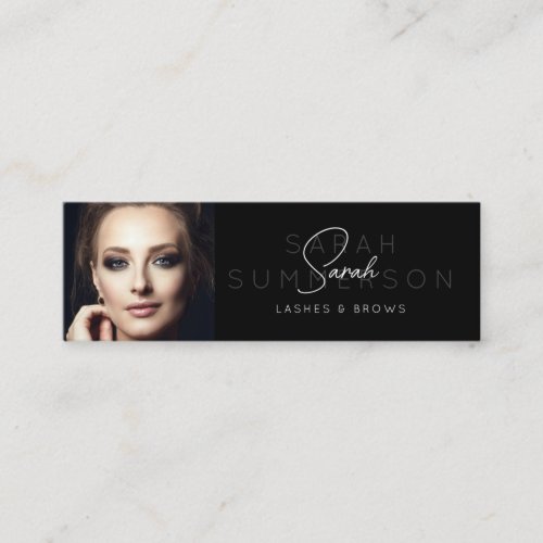 Black White Stylish Lashes Brows Makeup Photo Mini Business Card