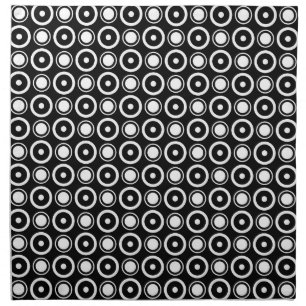 Black White stylish polka dots black background Cloth Napkin