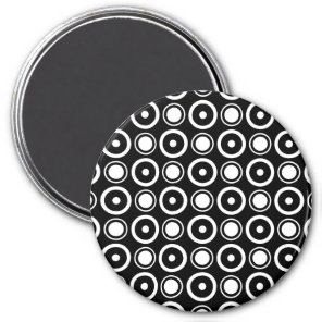 Black White stylish polka dots black background Magnet