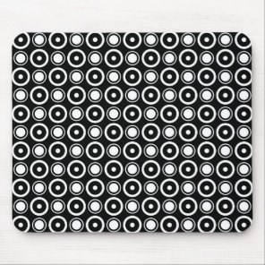 Black White stylish polka dots black background Mouse Pad