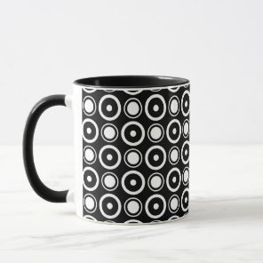 Black White stylish polka dots black background Mug