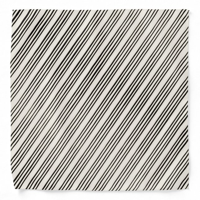 Black/White Stylish Stripe Pattern Bandana (Front)