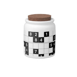 black white sudoku candy jar