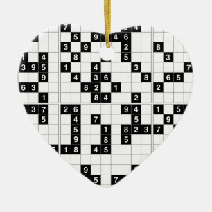 black white sudoku ceramic ornament