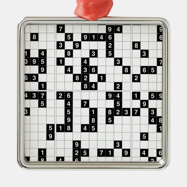 black white sudoku metal ornament (Front)
