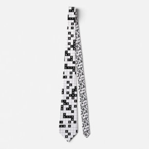 black white sudoku neck tie