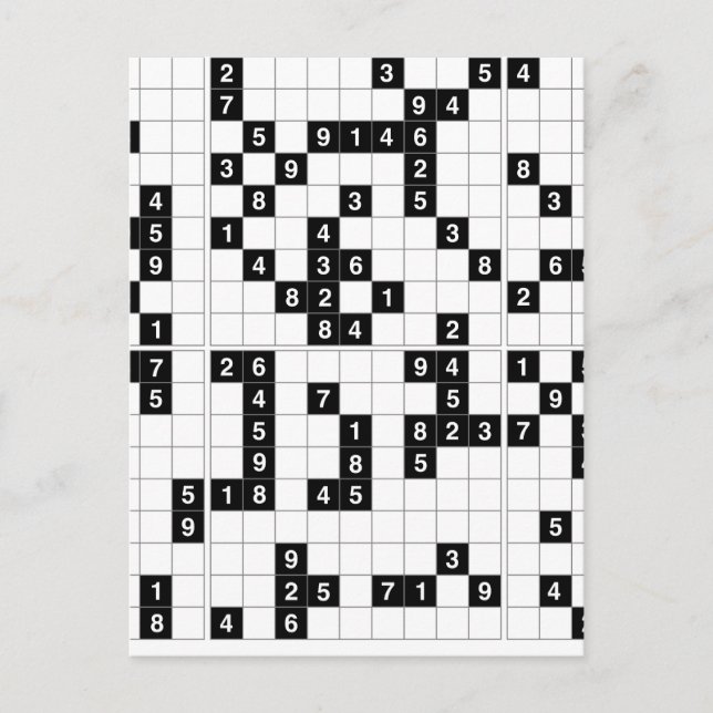 black white sudoku postcard (Front)