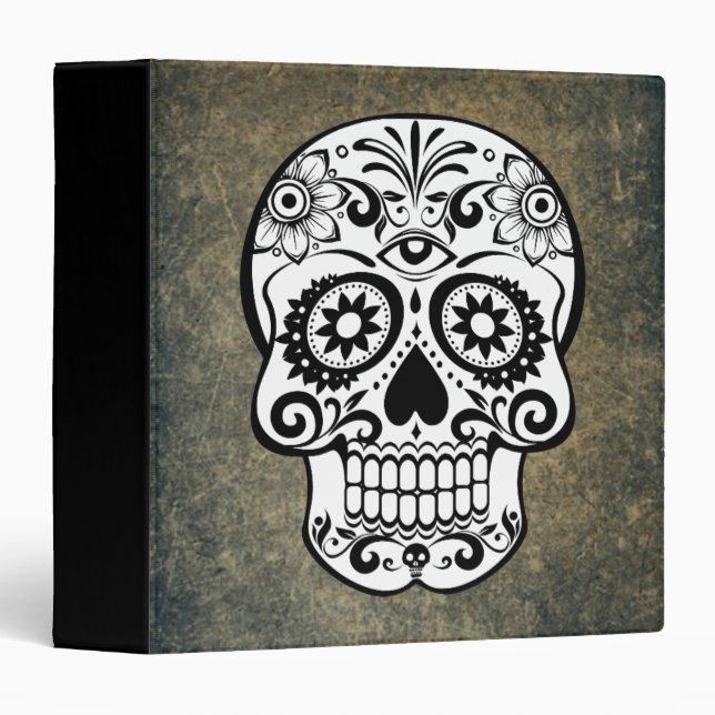 Black & White Sugar Skull Slate Binder (Front/Spine)
