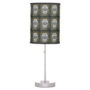 Black & White Sugar Skull Slate Table Lamp