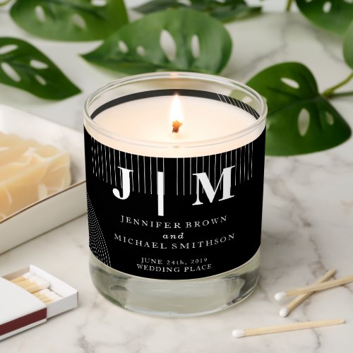 Black White Suite Formal Monogram Geometric Scented Candle