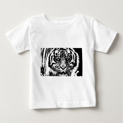 Black White Sumatran Borneo Tiger Eye Artwork Baby T_Shirt