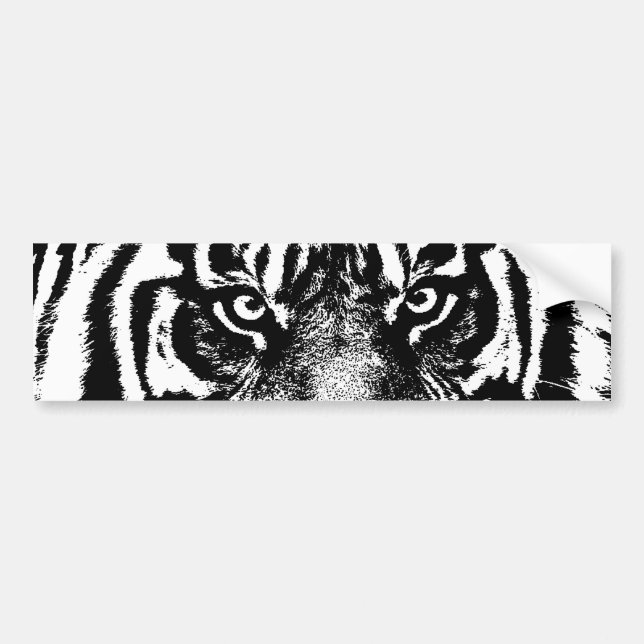 Black White Sumatran Borneo Tiger Eye Artwork Bumper Sticker (Front)