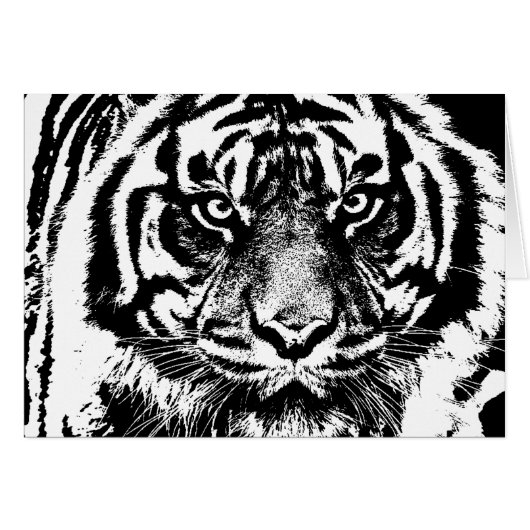 Black White Sumatran Borneo Tiger Eye Artwork Cards (Front Horizontal)