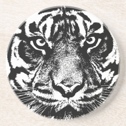 Black White Sumatran Borneo Tiger Eye Artwork Coaster