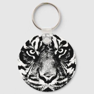 Black White Sumatran Borneo Tiger Eye Artwork Keychain