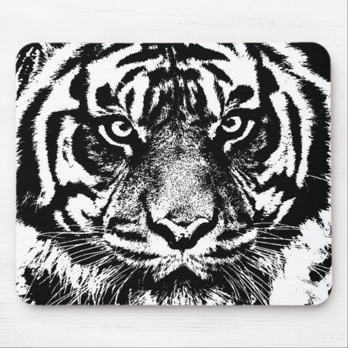Black White Sumatran Borneo Tiger Eye Artwork Mouse Pad