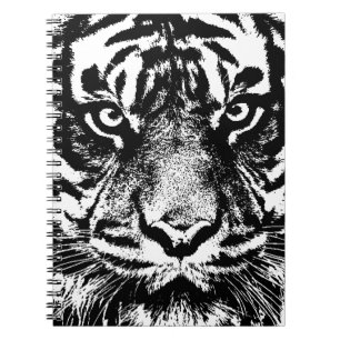 Black White Sumatran Borneo Tiger Eye Artwork Notebook