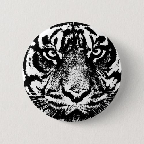 Black White Sumatran Borneo Tiger Eye Artwork Pinback Button