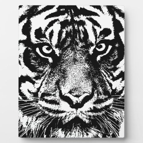 Black White Sumatran Borneo Tiger Eye Artwork Plaque