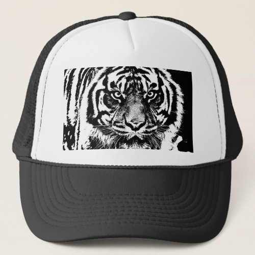 Black White Sumatran Borneo Tiger Eye Artwork Trucker Hat